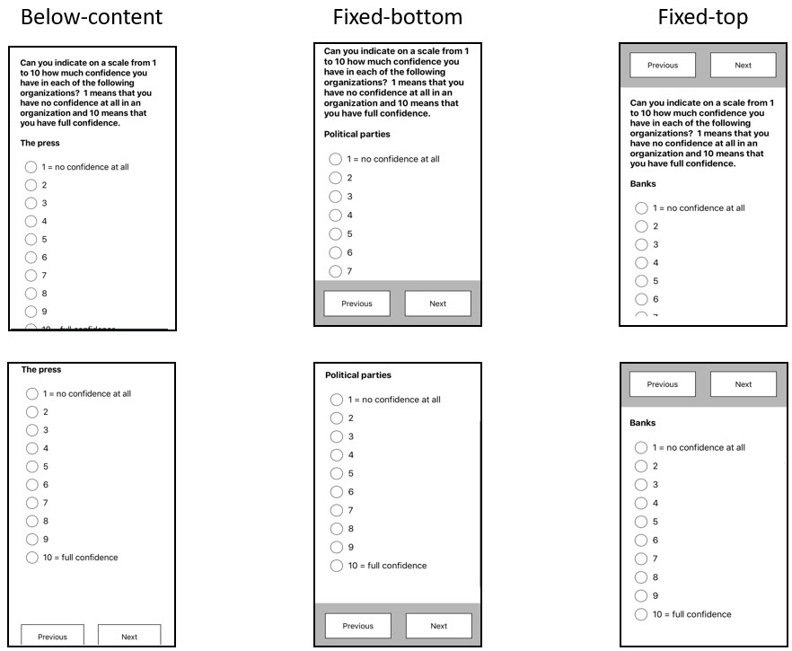 Navigation buttons in surveys